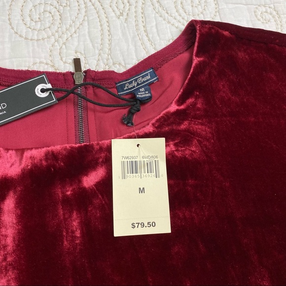 NEW Lucky Brand red velvet short sleeve shirt - Picture 2 of 6
